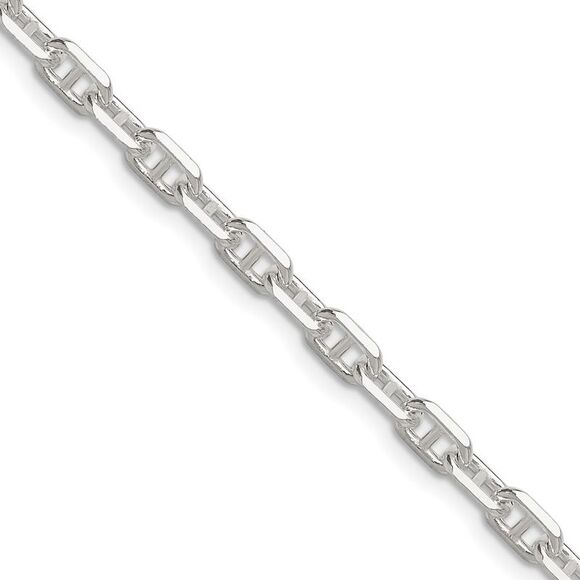 Kazi Luxury Sterling Silver Polished and D/C 4.75mm Marine Link Chain